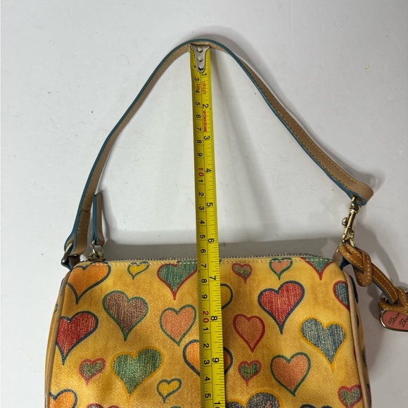 Dooney & Bourke VTG Mini Bag Yellow Hearts Leather Shoulder Bag - Picture 12 of 13